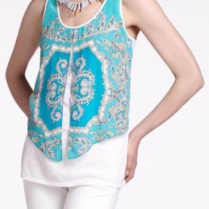 Leifnotes Anthro Turq Parted Paisley Silk Tank